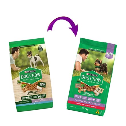 Ração Seca Dog Chow Cães Filhotes Extra Life Raças Pequenas - 1kg