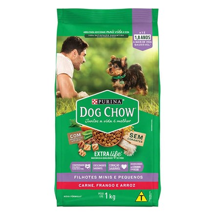 Ração Seca Dog Chow Cães Filhotes Extra Life Raças Pequenas - 1kg