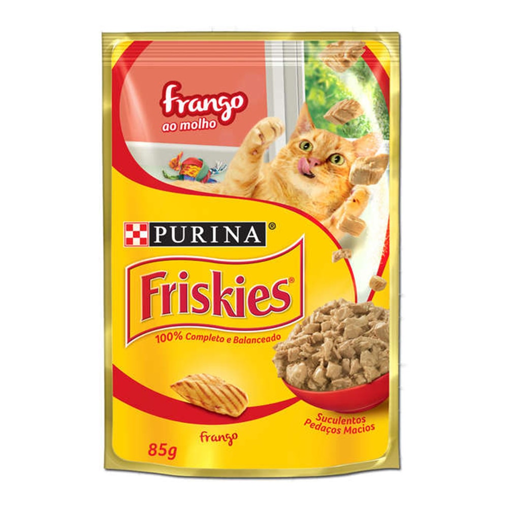 Ração Úmida Friskies Sachê Gatos Adultos Frango ao Molho - 85g