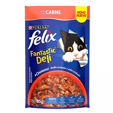 Ração Úmida Gatos Felix Fantastic Deli Carne Sachê - 85g