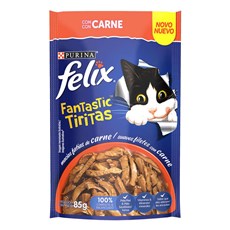 Ração Úmida Gatos Felix Fantastic Tiritas Carne Sachê - 85g