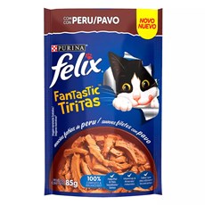 Ração Úmida Gatos Felix Fantastic Tiritas Peru Sachê - 85g