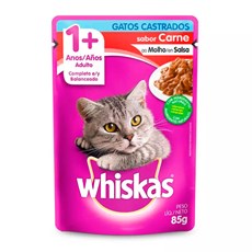 Ração Úmida Whiskas Sachê Gatos Castrados Carne - 85g