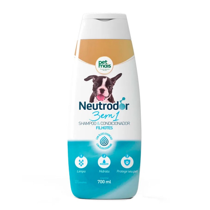 Shampoo Cães Petmais 3 em 1 Filhotes Neutrodor 700mL Tudo de Bicho