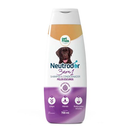 Shampoo Cães Petmais 3 em 1 Pelos Escuros Neutrodor - 700mL