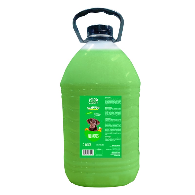 Shampoo Filhotes Cães e Gatos Pet Clean 5 Litros Tudo de Bicho Pet Shop