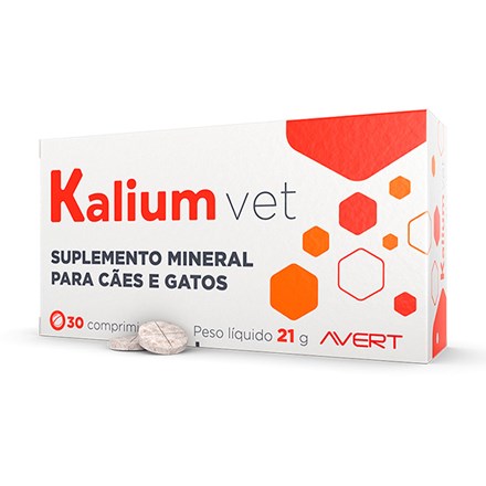 Suplemento Kalium Vet Para Cães e Gatos Avert C/30 Comprimidos