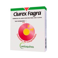 Vermifugo Ciurex Fraga Caes e Gatos Vetoquinil C/ 4 Comprimidos