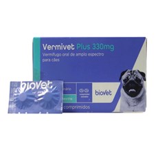 Vermífugo Vermivet Plus Cães Biovet 330mg C/ 02 Comprimidos